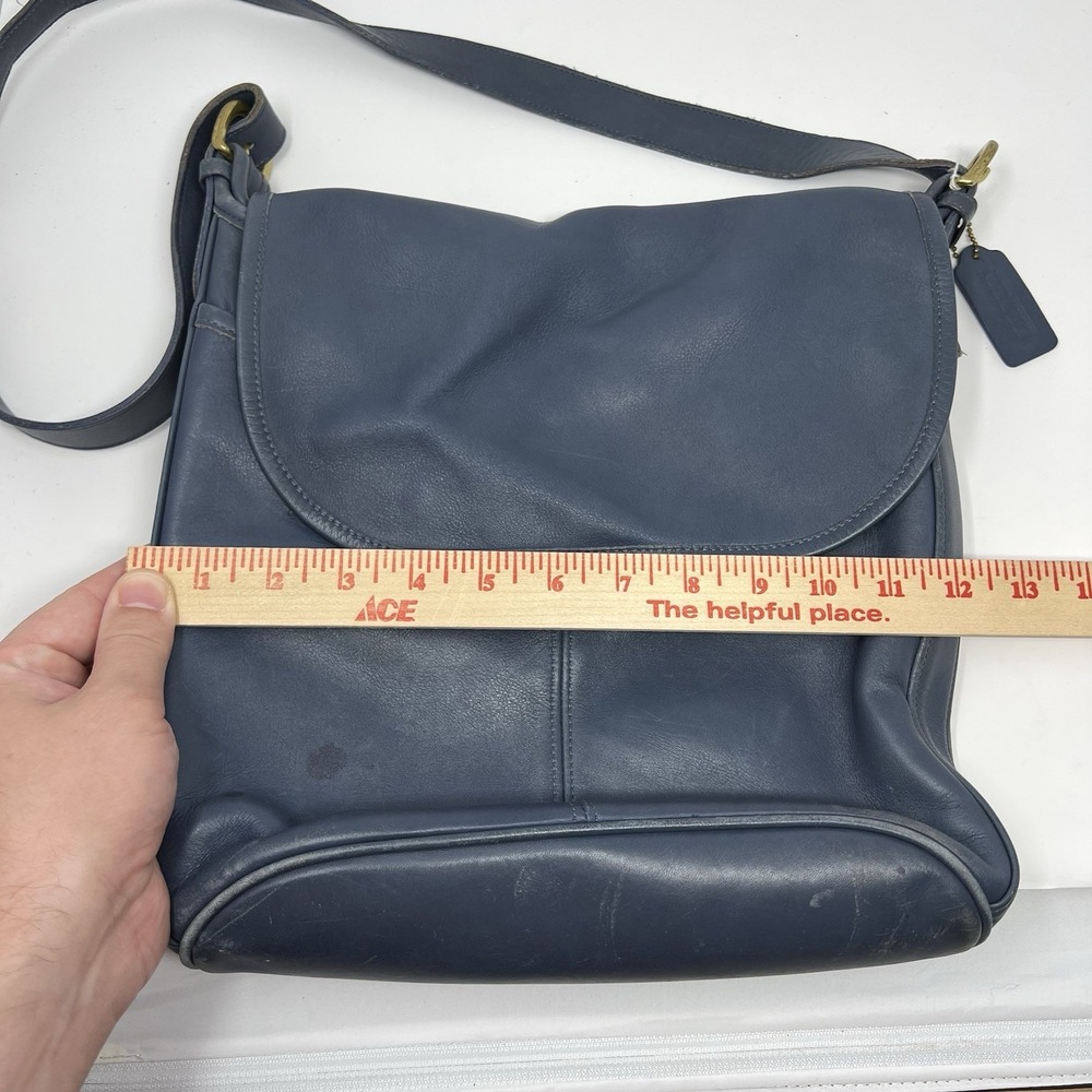 Vintage Coach 4115 Whitney Flap Crossbody Shoulder Bag Blue Leather Brass USA - Picture 9 of 16